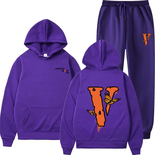 Vlone Hip Hop casual wear suit sportswear suit solid color pullover  sweat pants - TimelessGear9