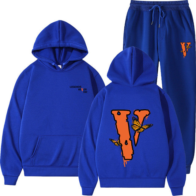Vlone Hip Hop casual wear suit sportswear suit solid color pullover  sweat pants - TimelessGear9