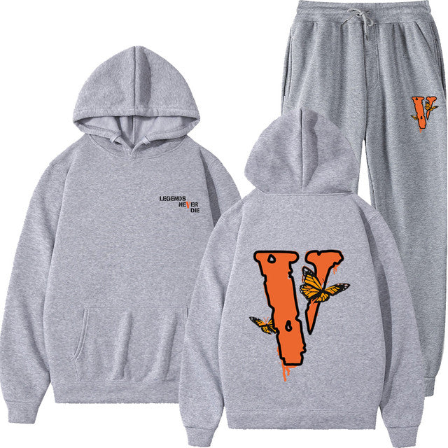 Vlone Hip Hop casual wear suit sportswear suit solid color pullover  sweat pants - TimelessGear9