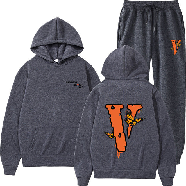 Vlone Hip Hop casual wear suit sportswear suit solid color pullover  sweat pants - TimelessGear9