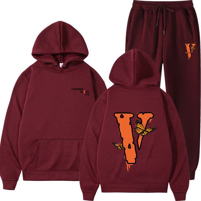 Vlone Hip Hop casual wear suit sportswear suit solid color pullover  sweat pants - TimelessGear9