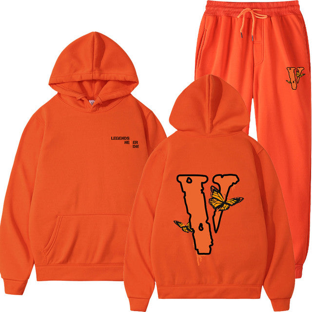 Vlone Hip Hop casual wear suit sportswear suit solid color pullover  sweat pants - TimelessGear9
