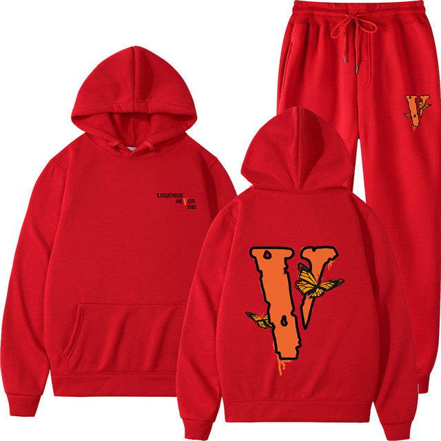 Vlone Hip Hop casual wear suit sportswear suit solid color pullover  sweat pants - TimelessGear9