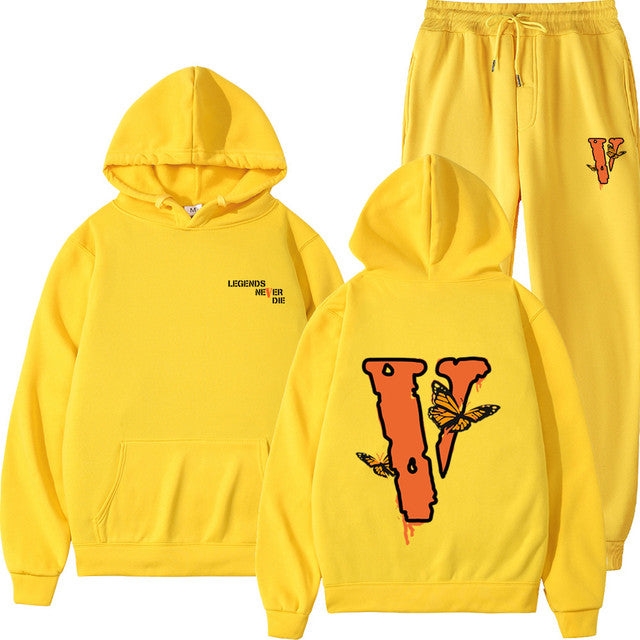 Vlone Hip Hop casual wear suit sportswear suit solid color pullover  sweat pants - TimelessGear9