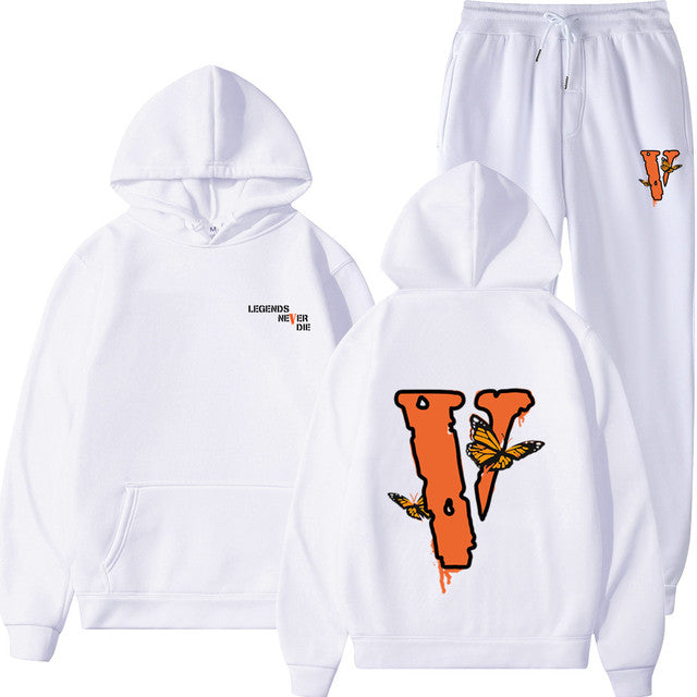 Vlone Hip Hop casual wear suit sportswear suit solid color pullover  sweat pants - TimelessGear9