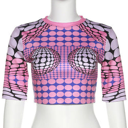Polka Dot Print Two Piece Set Women Hipster Sexy O-Neck Half Sleeve Body-Shaping - TimelessGear9