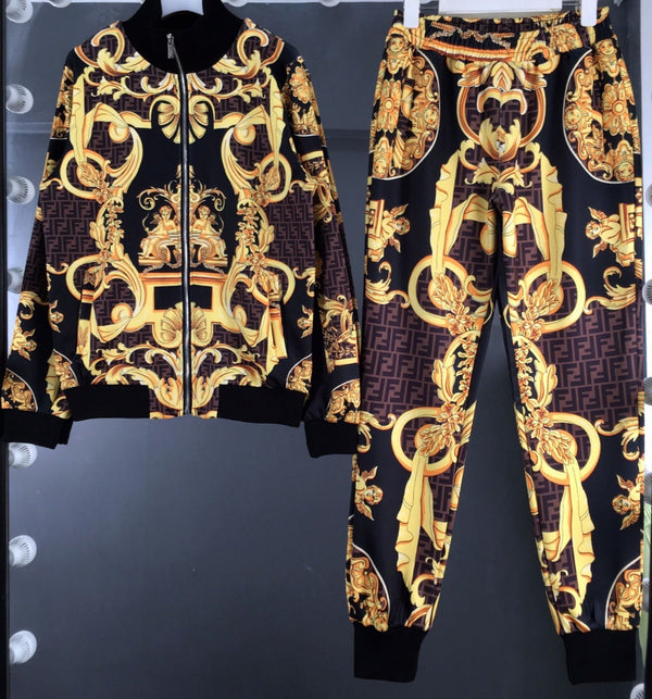 Luxury Fashion Versace & Fendi Collaboration Stylish Tracksuit