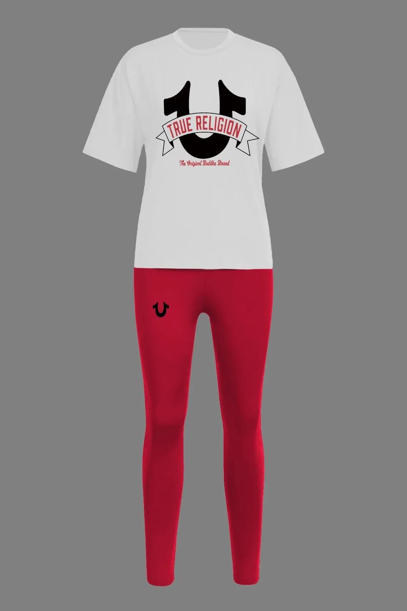 True Religion  Sexy Pant Set Letter Print Pants suit 2025 Street Sexy Two 2 Piece Set Outfit Tracksuit