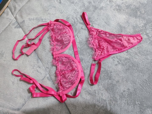 Gorgeous Seductive Transparent Floral Lingerie Set