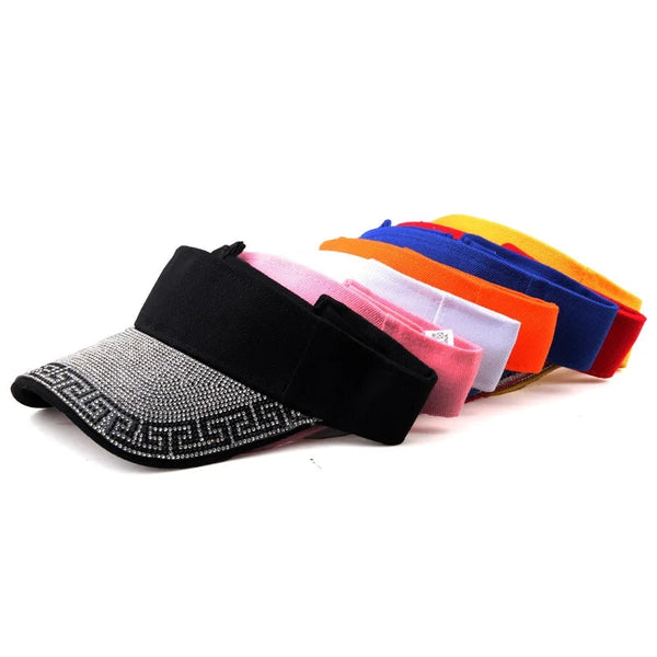 Unisex Sparkling Versace Print Bling Summer Visor