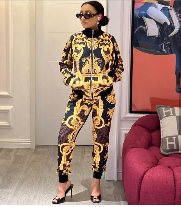 Luxury Fashion Versace & Fendi Collaboration Stylish Tracksuit