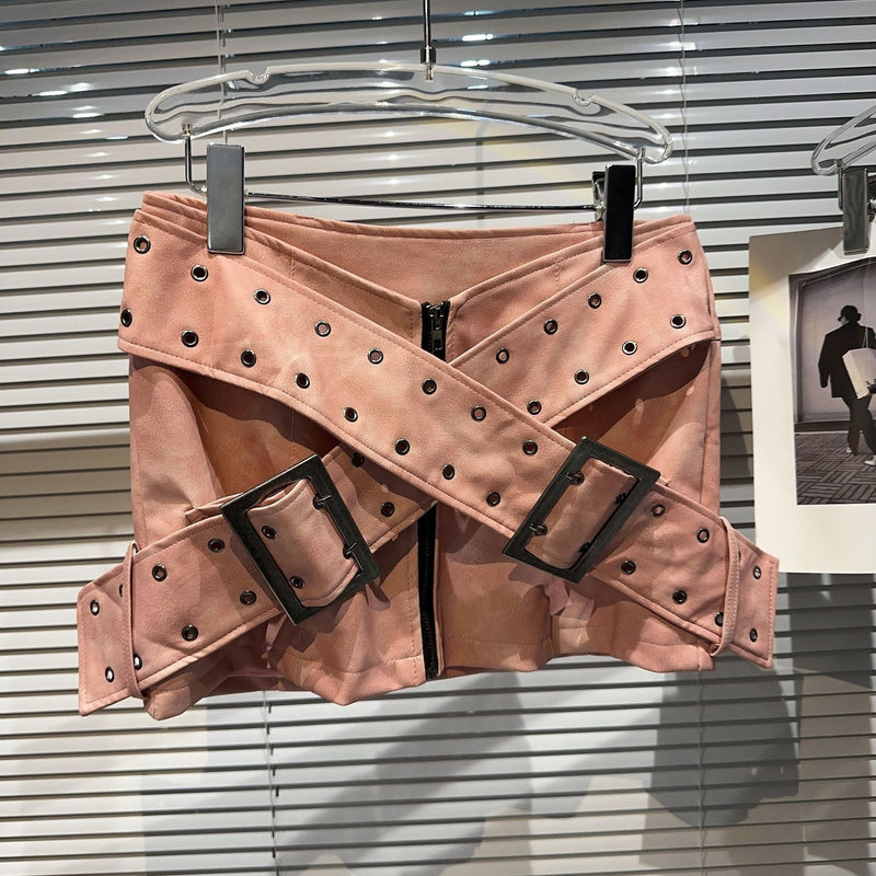 Emo Vintage Sexy Mini Skirt Leather A Line Skirt