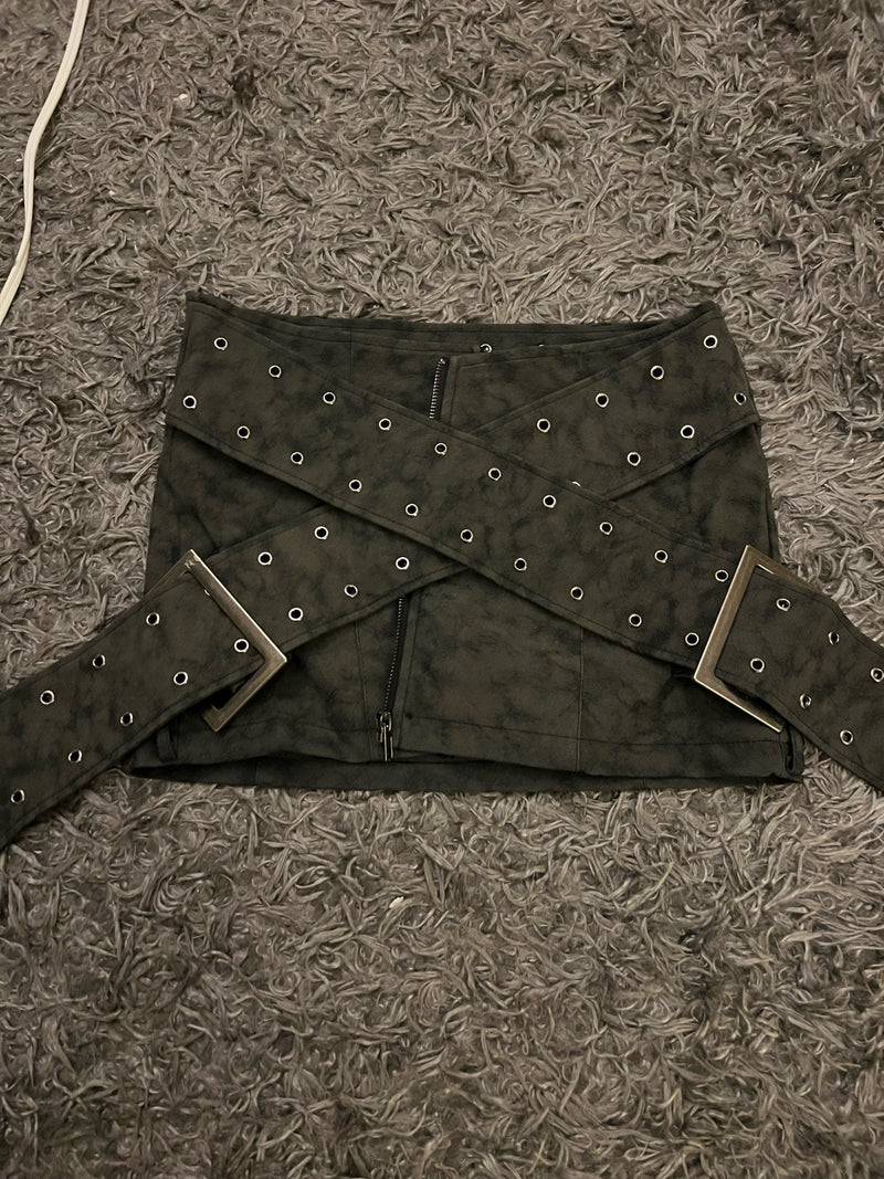 Emo Vintage Sexy Mini Skirt Leather A Line Skirt
