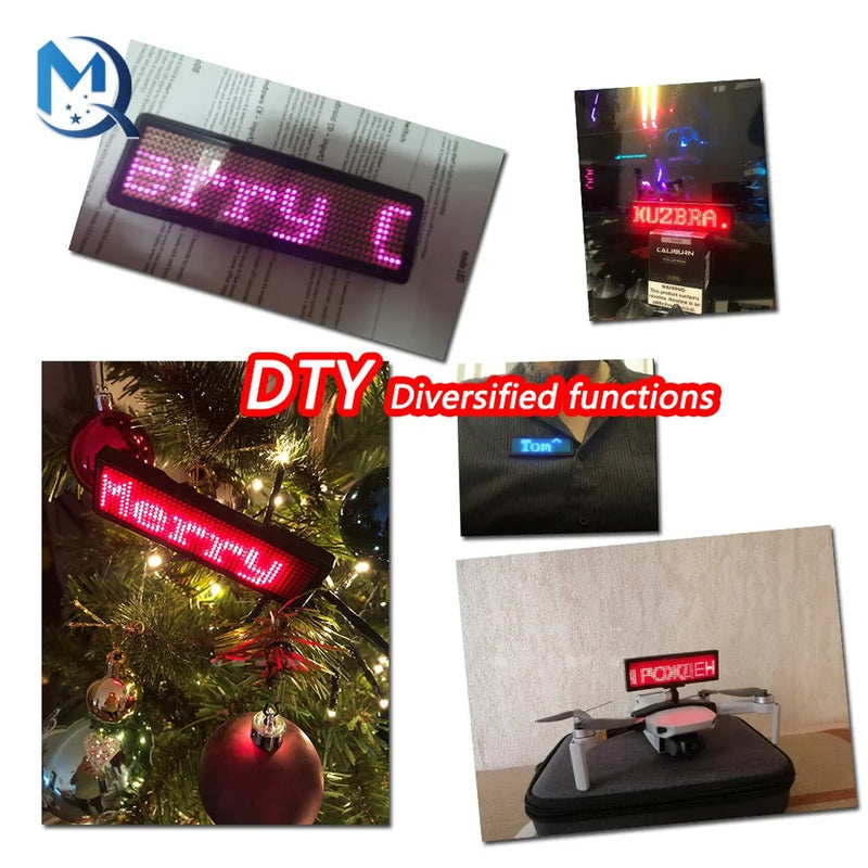Fully New Bluetooth LED Name Badge DIY Programmable Scrolling Message Board Mini LED Display HD Text Digits Pattern Display