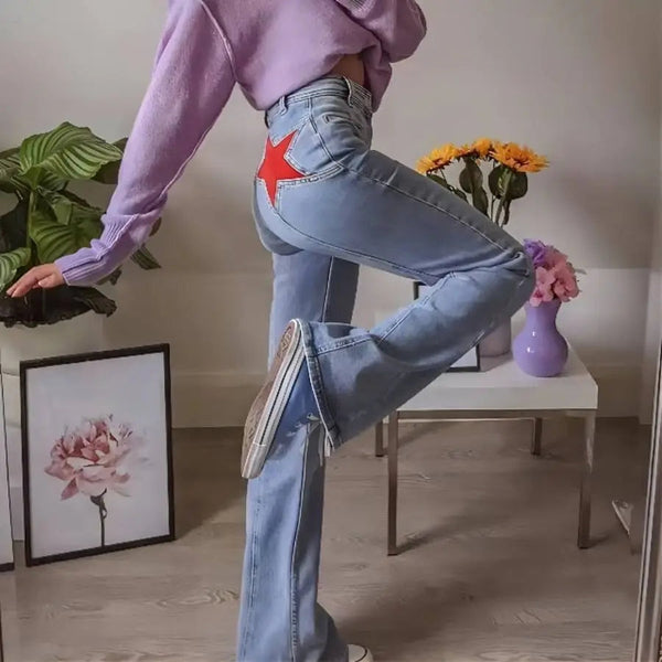 Red Rock Star Buttocks Fashion Jeans