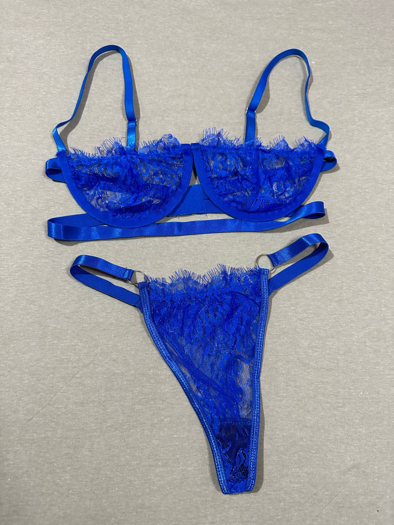 Gorgeous Seductive Transparent Floral Lingerie Set