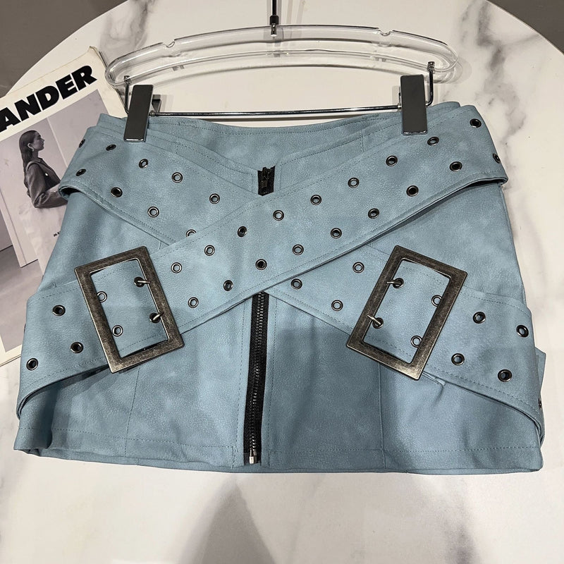 Emo Vintage Sexy Mini Skirt Leather A Line Skirt