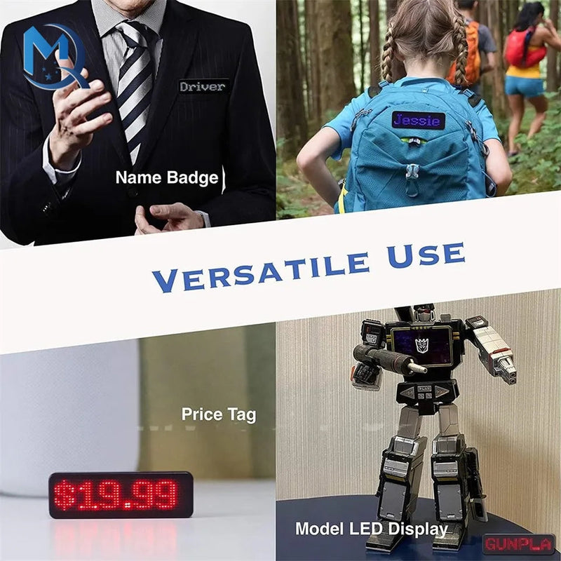 Fully New Bluetooth LED Name Badge DIY Programmable Scrolling Message Board Mini LED Display HD Text Digits Pattern Display