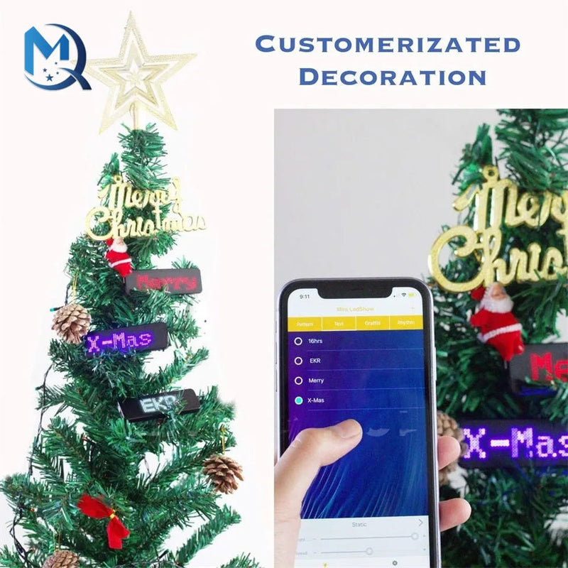 Fully New Bluetooth LED Name Badge DIY Programmable Scrolling Message Board Mini LED Display HD Text Digits Pattern Display