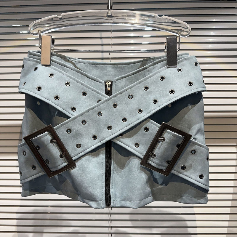 Emo Vintage Sexy Mini Skirt Leather A Line Skirt