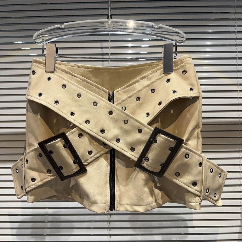 Emo Vintage Sexy Mini Skirt Leather A Line Skirt